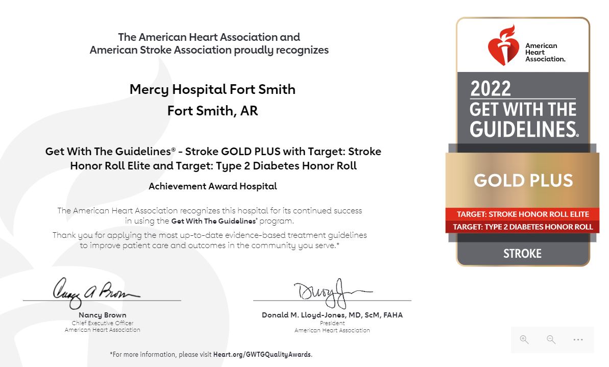 Mercy Fort Smith Earns Stroke Award from AHA Mercy
